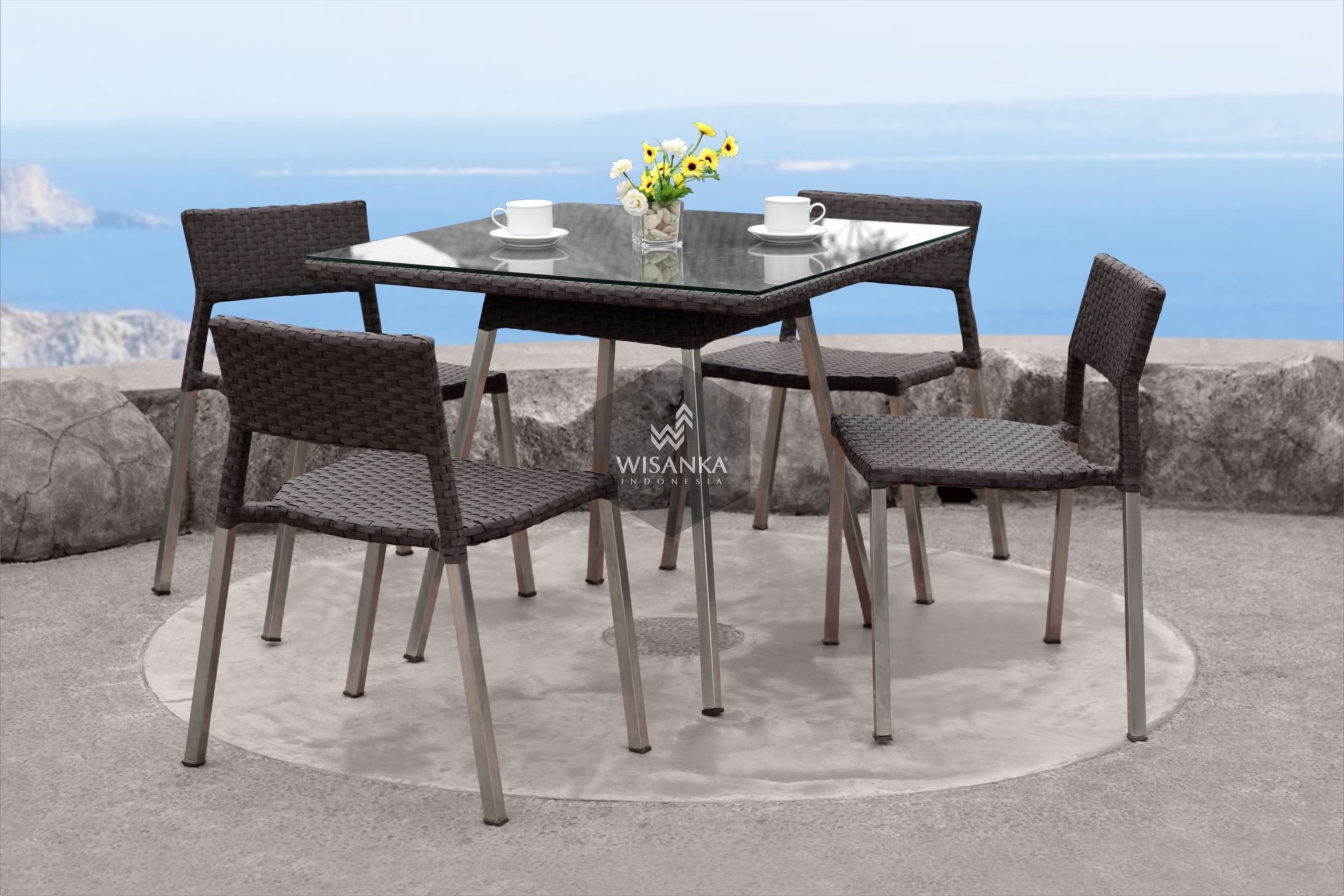 Synthetic Rattan Furniture Sebuku Dining Set Indonesia Outdoor